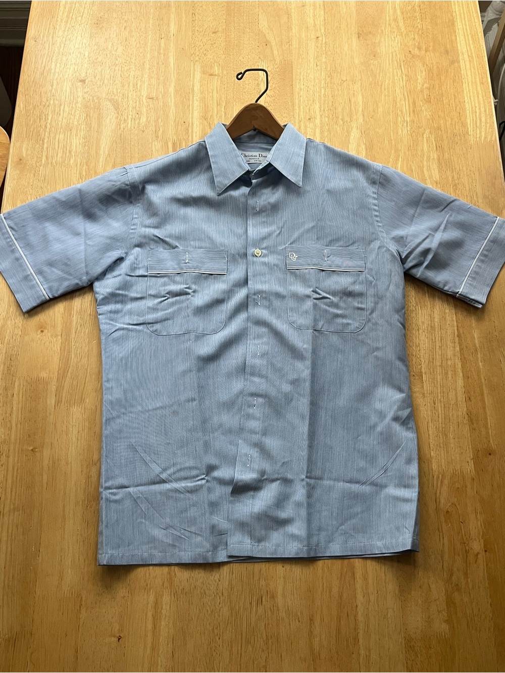 Dior Light Blue Short Sleeve Button-Down Shirt